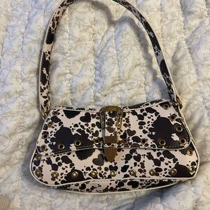 Betsey Johnson Black and Cream Patterned Shoulder Bag
